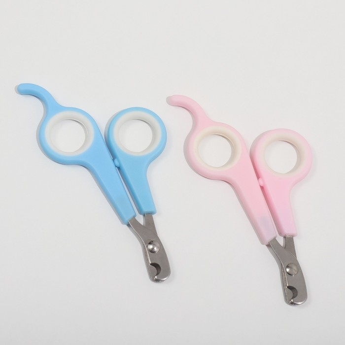 Ножницы-когтерезы с упором для пальца, 12 х 6 х 0,5 см, эконом, микс цветов