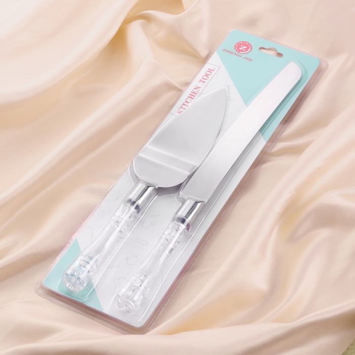 Набор свадебный для торта: нож и лопатка Набор свадебный для торта: нож и лопатка