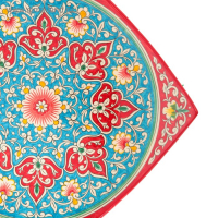 Ляган Риштанская Керамика "Цветы", 33 см, квадратный, красный