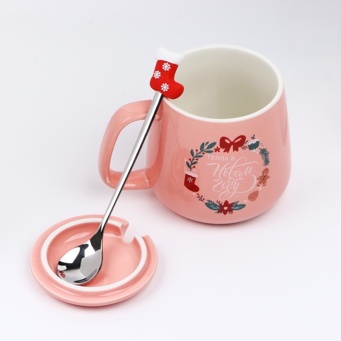 Кружка керамическая с ложкой &laquo;Уюта и тепла в Новом году&raquo;, 350 мл