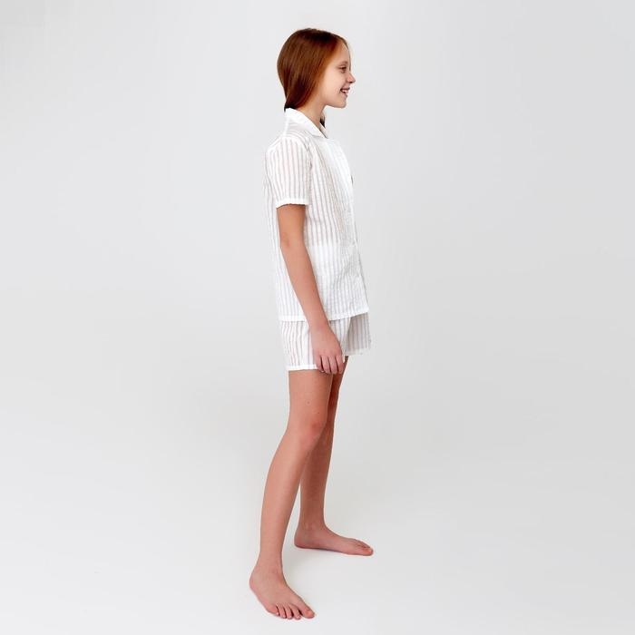 Рубашка с коротким рукавом для девочки MINAKU: Light touch цвет белый, рост 134 Рубашка с коротким рукавом для девочки MINAKU: Light touch цвет белый, рост 134