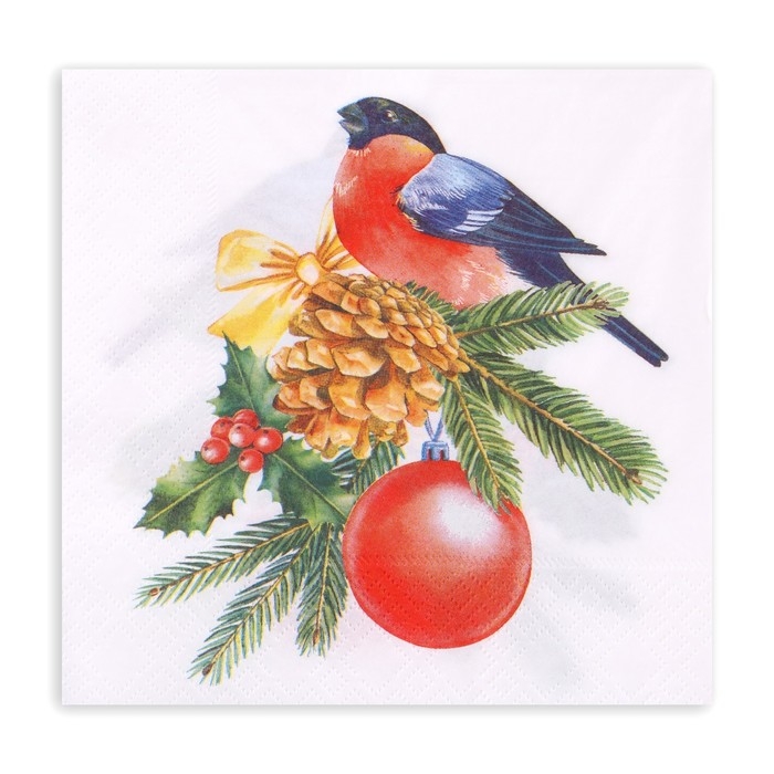 Новогодние салфетки бумажные Лилия &laquo;Снегирь&raquo;, 2 слоя, 33х33 см, 20 шт