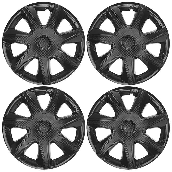Колпаки колесные R16 Колпаки колесные R16 "ДЖОЙ " черный глянец, карбон, набор 4 шт