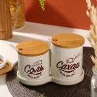 Набор банок для хранения &laquo;Жить вкусно&raquo;, 400 мл, 250 мл, 2 шт