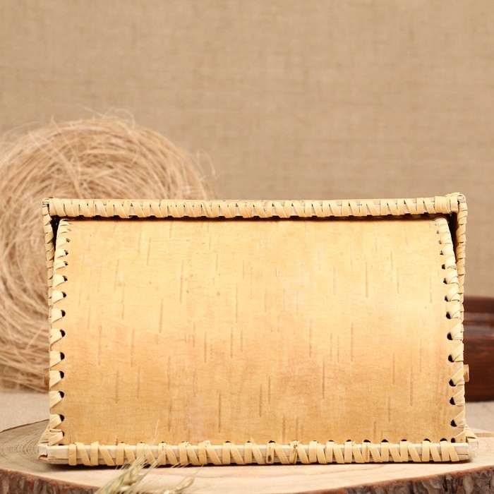 Хлебница "Лесные птицы", 24,5 х 20 х 14,5 см, береста