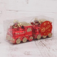 Украшение ёлочное "Паровозик" (набор 4 шт) 6,5х4,5 см, красно-золотой