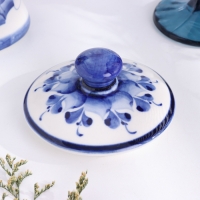 Банка для сыпучих "Цветы", малая, гжель