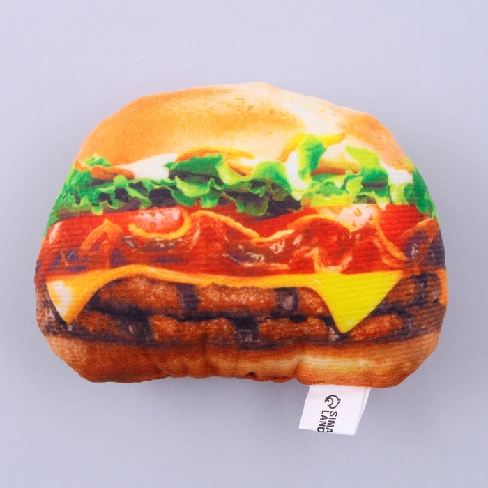 Игрушка для собак с пищалкой &laquo;&lrm;Бургер&raquo;&lrm; из текстиля, 12 х 9,3 см