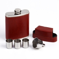 Фляжка для алкоголя и воды, нержавеющая сталь, чехол, 240 мл, 8 oz, 3 стопки и воронка Фляжка для алкоголя и воды, нержавеющая сталь, чехол, 240 мл, 8 oz, 3 стопки и воронка