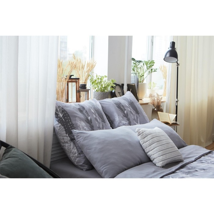 Постельное бельё Этель Дуэт &laquo;Перья&raquo; (вид 2) 143х215 см - 2 шт, 220х240 см, 70х70 см -2 шт, поплин 125 г/м