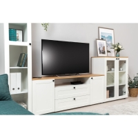 Тумба под ТВ Остин 16.47, 1600х419х608, Белый мдф/Дуб золотой