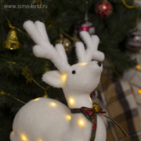 Светодиодная фигура &laquo;Олень&raquo; 25 &times; 29 &times; 13 см, флок, батарейки CR2032х2 (в комплекте), свечение тёплое белое