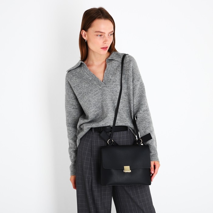 Сумка-мессенджер на молнии, цвет чёрный