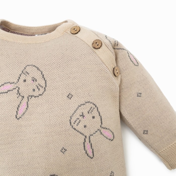 Комбинезон вязаный Крошка Я &laquo;Зайчики&raquo;, рост 74-80 см