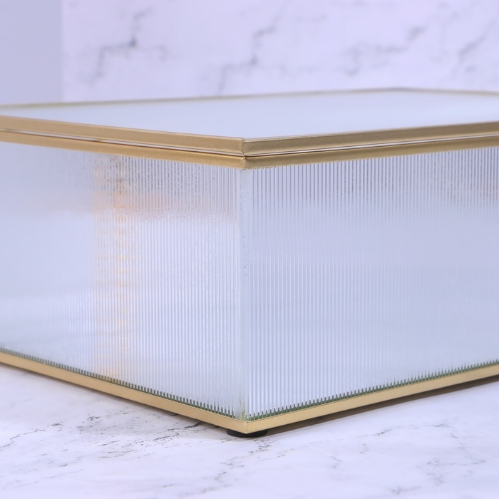 Органайзер для хранения «RIPPLES», с крышкой, стеклянный, с зеркальным дном, 1 секция, 25 × 17,5 × 8,5 см, цвет прозрачный/медный Органайзер для хранения «RIPPLES», с крышкой, стеклянный, с зеркальным дном, 1 секция, 25 × 17,5 × 8,5 см, цвет прозрачный/медный