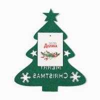 Новый год.Декор столовых предметов "Елка" цв.зелен 20х17см 100%п/э, фетр