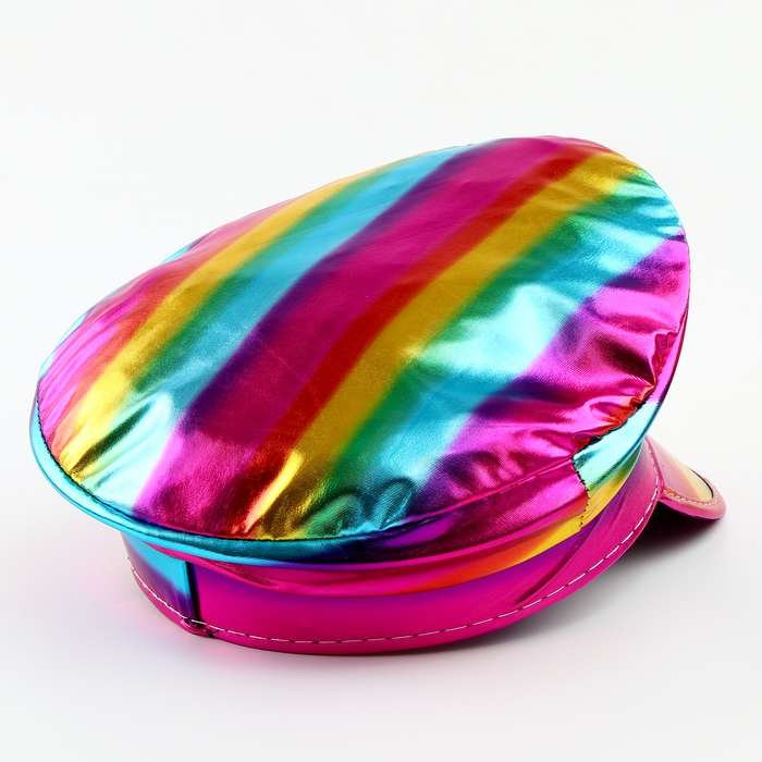 Карнавальная шляпа &laquo;Фуражка&raquo; радужная, с пайетками, р. 56&ndash;58