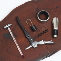 Подарочный винный набор: штопор для вина, аэратор, каплеуловитель, термометр &laquo;Для открытий&raquo;