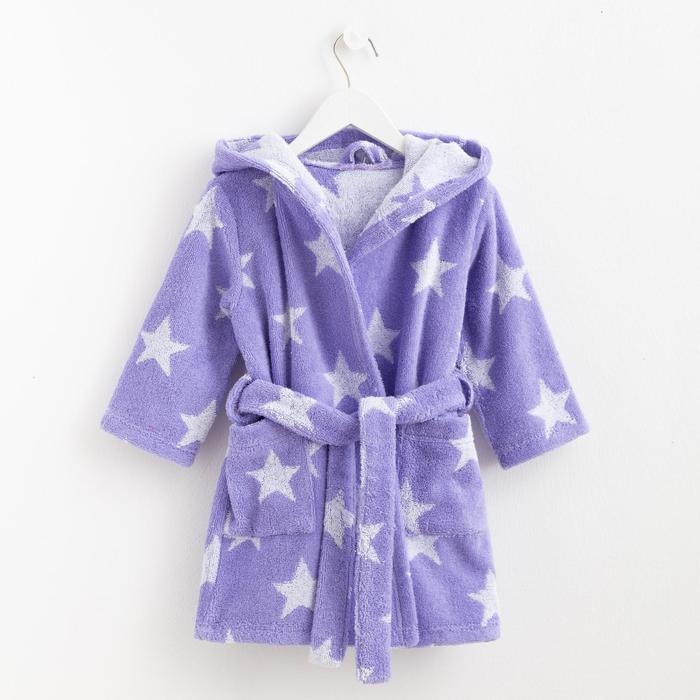 Халат махровый детский Крошка Я &laquo;Звездочки&raquo; размер 30, цвет лаванда, 100% хлопок 360 г/м2