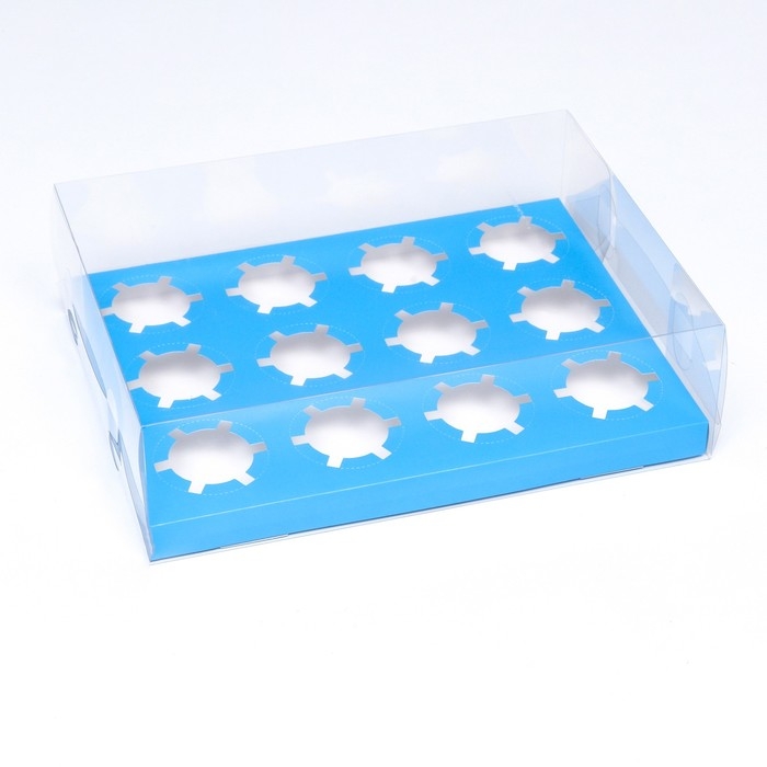 Коробка для 12 капкейков, голубой, 34.7 &times; 26.3 &times; 10 см