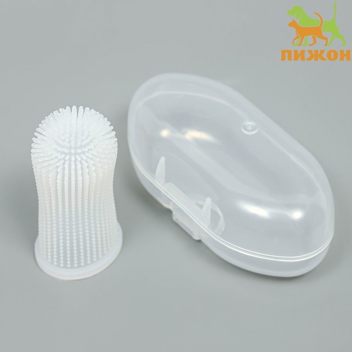 Щётка для чистки зубов животных, 5,5 х 2,5 см, белая, контейнер 7 х 4 см Щётка для чистки зубов животных, 5,5 х 2,5 см, белая, контейнер 7 х 4 см