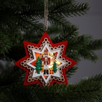 Ёлочная игрушка «Звезда с щелкунчиком», от батареек, свечение тёплое белое Ёлочная игрушка «Звезда с щелкунчиком», от батареек, свечение тёплое белое