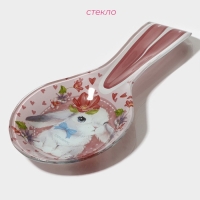 Подставка стеклянная под ложку Доляна «Цветочный зайка», 27×12,5×2 см Подставка стеклянная под ложку Доляна «Цветочный зайка», 27×12,5×2 см