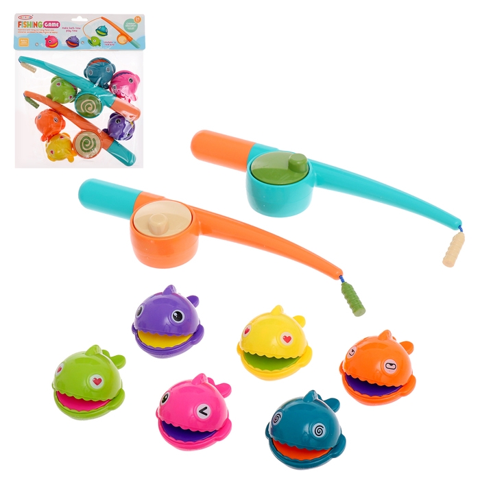 Магнитная рыбалка «Забавные рыбки», 6 рыбок, 2 удочки Магнитная рыбалка «Забавные рыбки», 6 рыбок, 2 удочки