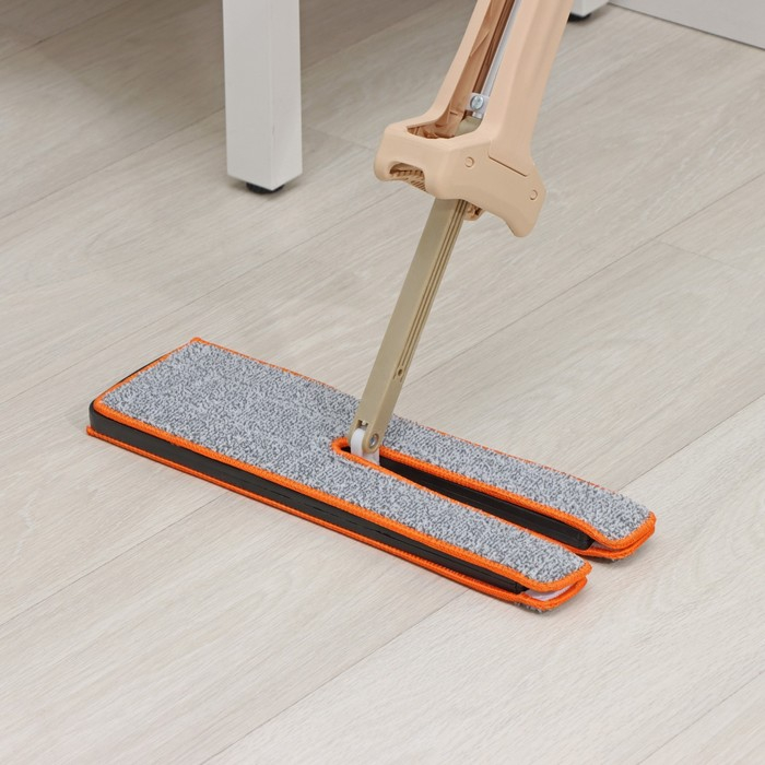 Швабра с отжимом Доляна, двусторонняя насадка из микрофибры 38&times;12 см, стальная ручка 134 см