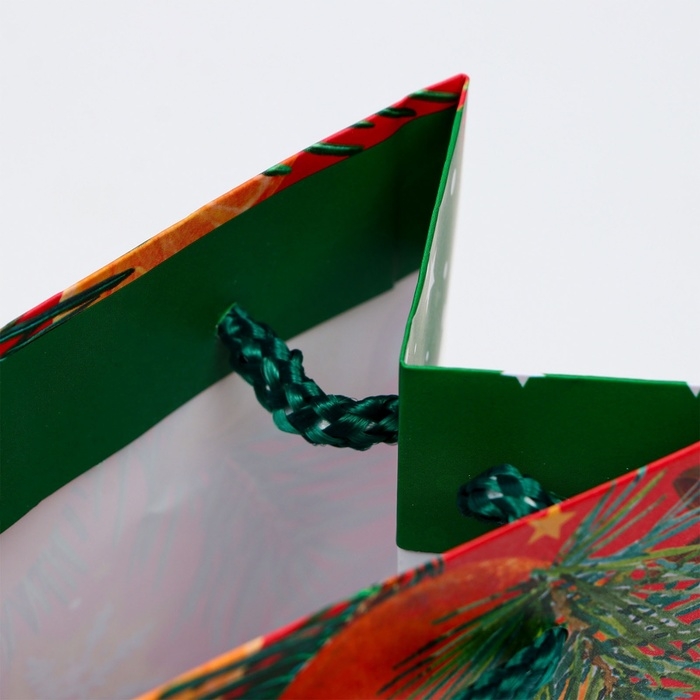 Новый год. Пакет подарочный новогодний под бутылку, упаковка Новый год. Пакет подарочный новогодний под бутылку, упаковка "Угощения", 12 х 36 х 8,5 см.