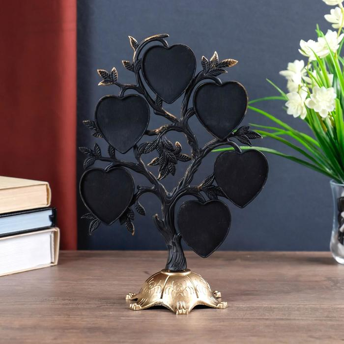 Фоторамка пластик на 6 фото 4,5х3 см Фоторамка пластик на 6 фото 4,5х3 см "Дерево с сердцами" тёмное золото 26,5х19,5х11 см