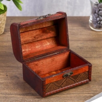 Шкатулка дерево сундучок с ручкой "Ромбы" 9,4х13,8х9,7 см, МИКС