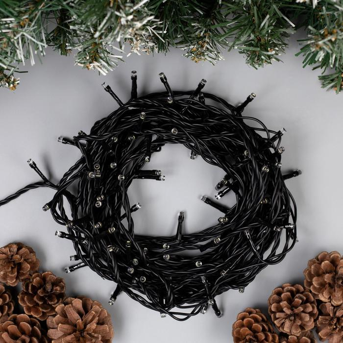 Гирлянда &laquo;Нить&raquo; 10 м, IP44, тёмная нить, 100 LED, свечение белое, 8 режимов, 220 В