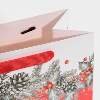 Пакет подарочный новогодний ламинированный &laquo;Еловая веточка&raquo;, MS 18 х 23 х 10 см, Новый год