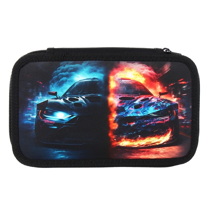 Пенал 2 секции, 125 х 205 х 40 мм, Calligrata 30П26/2 Пенал 2 секции, 125 х 205 х 40 мм, Calligrata 30П26/2 "Тачка огонь", ламинированный картон