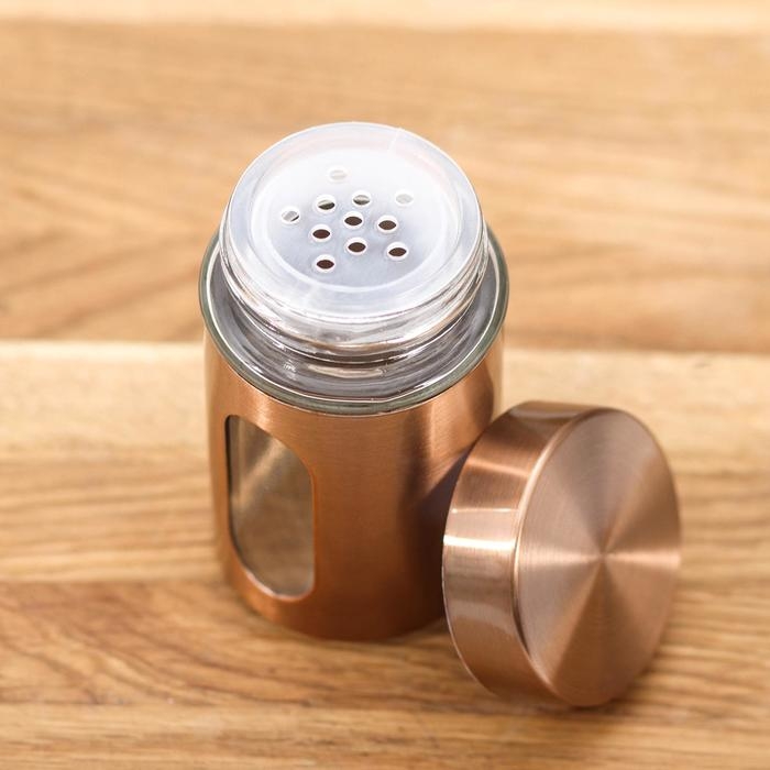 Ёмкость стеклянная для специй &laquo;Стиль&raquo;, 100 мл, 4,5&times;8 см, цвет бронзовый