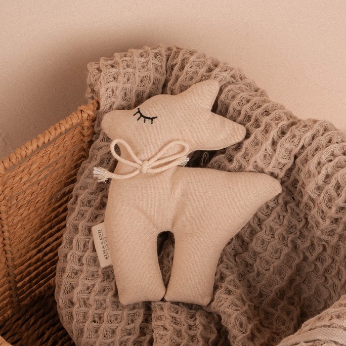 Мягкая игрушка &laquo;Оленёнок&raquo;, 15 см, цвет бежевый, с бантиком