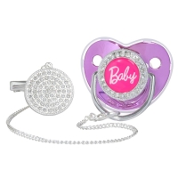 Соска - пустышка силиконовая ортодонтическая «BABY», от 6 мес., с колпачком + держатель - цепочка, цвет розовый/серебло, стразы Соска - пустышка силиконовая ортодонтическая «BABY», от 6 мес., с колпачком + держатель - цепочка, цвет розовый/серебло, стразы