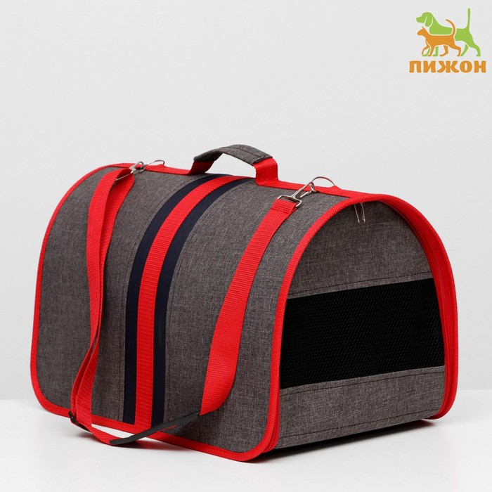 Сумка - переноскадля животных, каркасная, складная, 46 х 28,5 х 26 см, красно-серая Сумка - переноскадля животных, каркасная, складная, 46 х 28,5 х 26 см, красно-серая