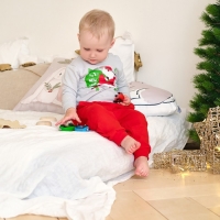 Комплект: джемпер и брюки Крошка Я &laquo;Мой первый НГ&raquo;, рост 62-68 см, цвет красный/серый