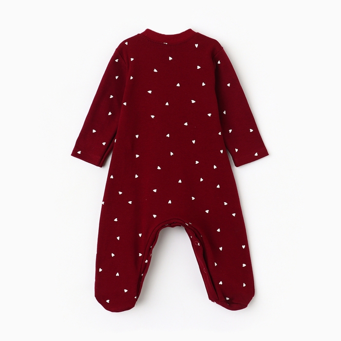 Комбинезон детский с закрытыми ножками "Мишка", цвет бордовый, рост 62