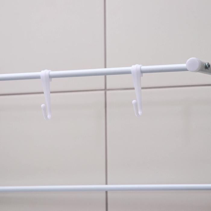 Стеллаж над стиральной машинкой со штангой для сушки, 66&times;25&times;175 см, цвет белый