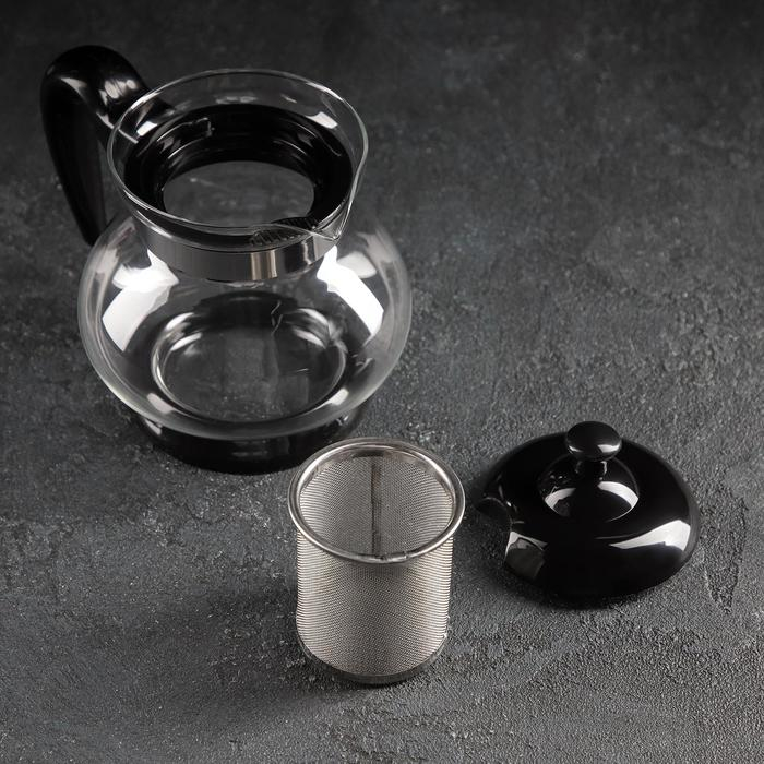 Чайник стеклянный заварочный &laquo;Мелодия&raquo;, 750 мл, с металлическим ситом, цвет МИКС