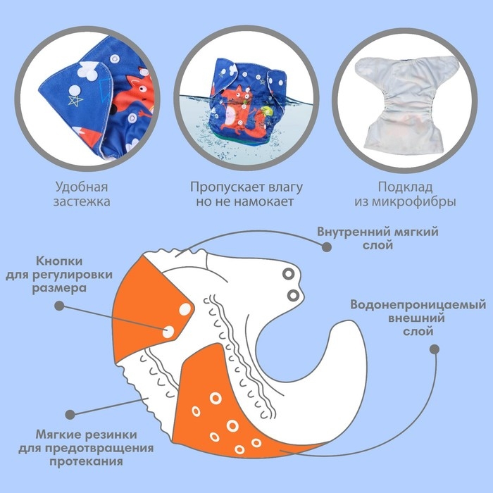Трусики-подгузник, многоразовый &laquo;Лисичка&raquo;, Крошка Я