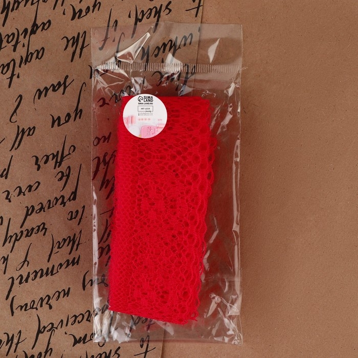 Кружево капроновое, 35 мм &times; 10 &plusmn; 1 м, цвет красный