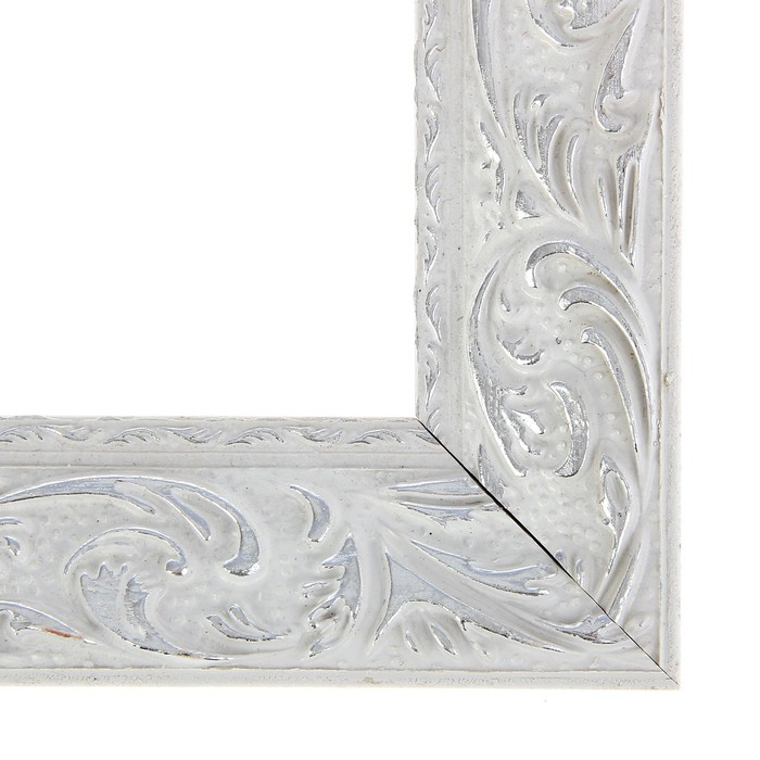 Рама для картин (зеркал) 40 х 60 х 4 см, дерево Рама для картин (зеркал) 40 х 60 х 4 см, дерево "Версаль", бело-серебристая