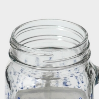 Кружка стеклянная с крышкой и трубочкой Доляна «Моряк», 450 мл, 10×7,5×13 см Кружка стеклянная с крышкой и трубочкой Доляна «Моряк», 450 мл, 10×7,5×13 см