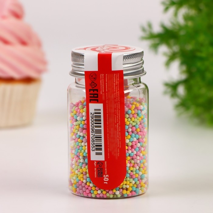 Кондитерская посыпка Кондитерская посыпка "Бисер разноцветный", 2 мм, 50 г