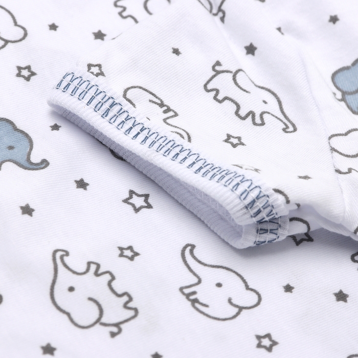 Боди детское с коротким рукавом, цвет белый/слоны, рост 80