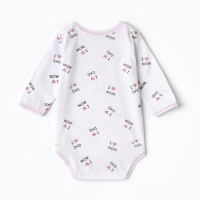 Боди детское с длинным рукавом, цвет белый, рост 68